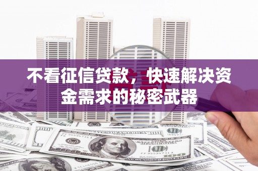 射阳不看征信贷款，快速解决资金需求的秘密武器