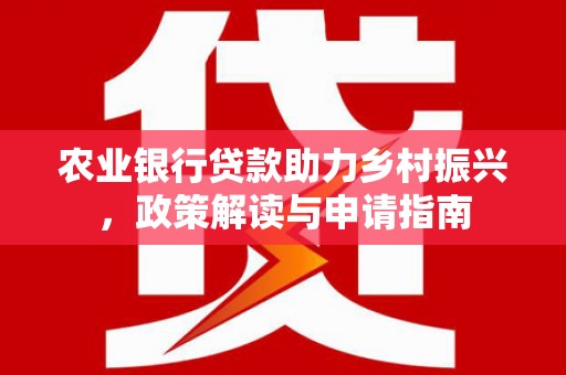 射阳农业银行贷款助力乡村振兴，政策解读与申请指南