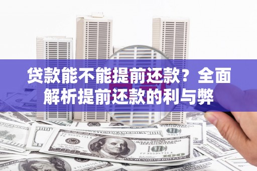 射阳贷款能不能提前还款？全面解析提前还款的利与弊