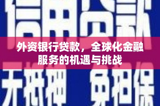 射阳外资银行贷款，全球化金融服务的机遇与挑战